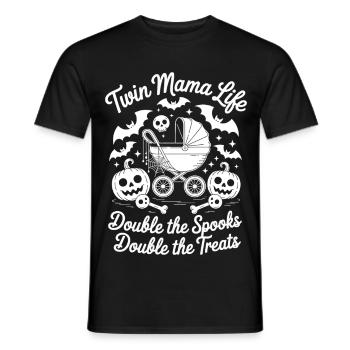 Twin Mama Life Double the Spooks Treats Halloween - Men's T-Shirt - black - Front - AI Model Male 178 light (178cm)