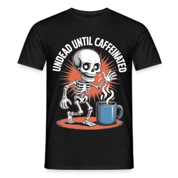 Undead Until Caffeinated Skeleton Coffee Run - Men's T-Shirt - black - Front - AI Model Male 178 light (178cm)