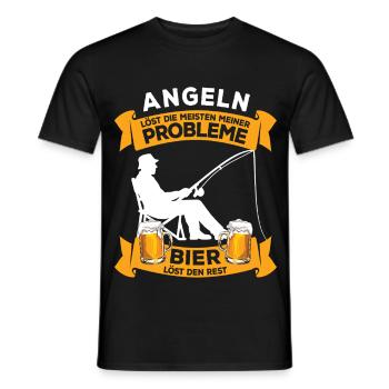 Fishing and Beer: Problem Solving, Angler Saying - Men's T-Shirt - black - Front - AI Model Male 178 light (178cm)