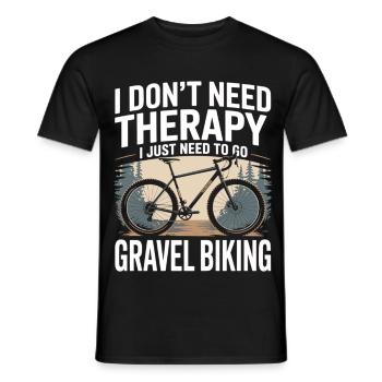 Slogan du vélo de gravier – une thérapie ? Mieux faire du vélo ! - T-shirt homme - noir - Devant - AI Model Male 178 light (178cm)