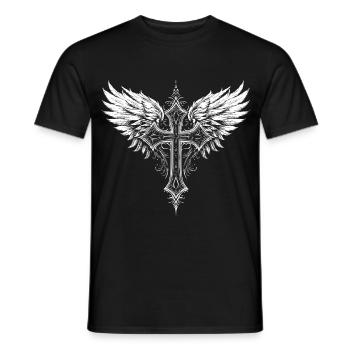 Christliches Kreuz Flügel - Männer T-Shirt - Schwarz - Vorne - AI Model Male 178 light (178cm)