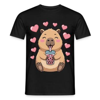 Kawaii Bubble Tee Capybara Boba Tee - Männer T-Shirt - Schwarz - Vorne - AI Model Male 178 light (178cm)