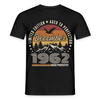 Décembre 1962 Édition Originale Cadeau décembre  - T-shirt homme - noir - Devant - AI Model Male 178 light (178cm)