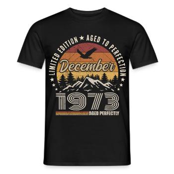 Décembre 1973 Édition Originale Cadeau décembre  - T-shirt homme - noir - Devant - AI Model Male 178 light (178cm)