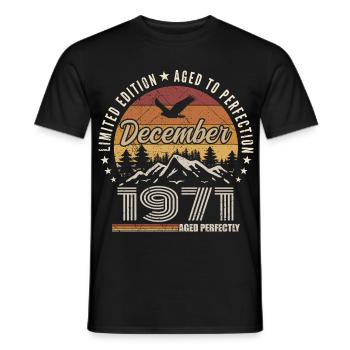 Décembre 1971 Édition Originale Cadeau décembre  - T-shirt homme - noir - Devant - AI Model Male 178 light (178cm)