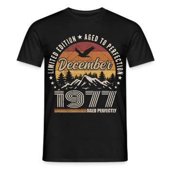 December 1977 Original Edition December Gift - Men's T-Shirt - black - Front - AI Model Male 178 light (178cm)