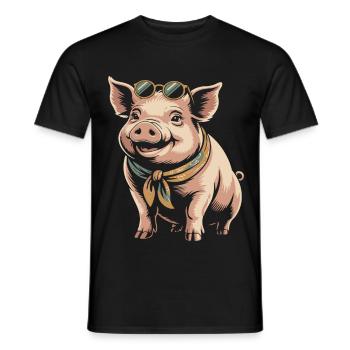 Sunglasses Pig with Bandana - Men's T-Shirt - black - Front - AI Model Male 178 light (178cm)