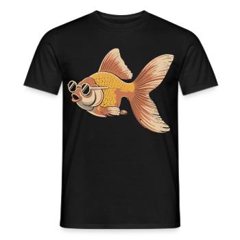 Goldfisch mit Brille Cartoon - Männer T-Shirt - Schwarz - Vorne - AI Model Male 178 light (178cm)