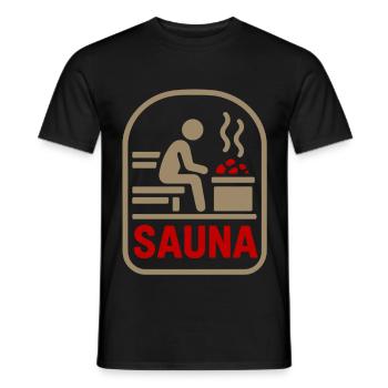 Sauna symbol: warmth, peace and stone - Men's T-Shirt - black - Front - AI Model Male 178 light (178cm)