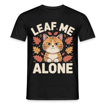 Cat Autumn Funny Leave Me Alone - Men's T-Shirt - black - Front - AI Model Male 178 light (178cm)