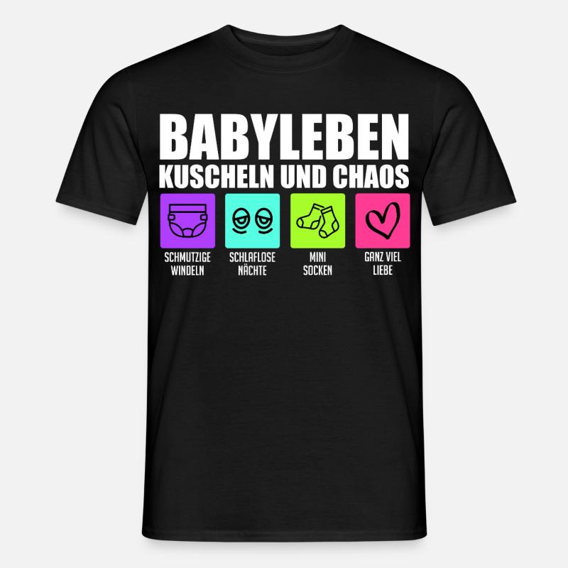 Werdende Mutter BABYLEBEN KUSCHELN UND CHAOS - Männer T-Shirt - Schwarz