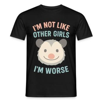 Ich bin nicht wie andere Mädchen, ich bin schlimmer Opossum-Humor - Männer T-Shirt - Schwarz - Vorne - AI Model Male 178 light (178cm)