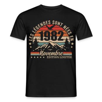 génial depuis novembre 1982 | novembre 1982 - T-shirt homme - noir - Devant - AI Model Male 178 light (178cm)