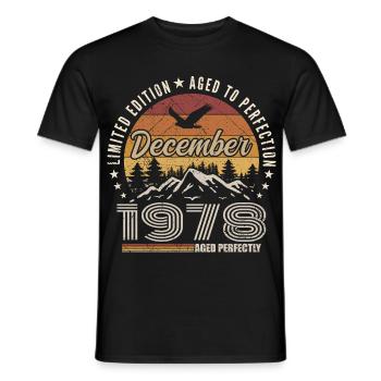 Décembre 1978 Édition Originale Cadeau décembre  - T-shirt homme - noir - Devant - AI Model Male 178 light (178cm)
