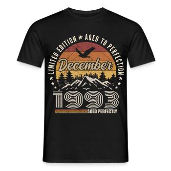 December 1993 Original Edition December Gift - Men's T-Shirt - black - Front - AI Model Male 178 light (178cm)