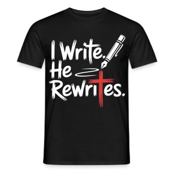 I Write He Rewrites Faith Jesus - Men's T-Shirt - black - Front - AI Model Male 178 light (178cm)