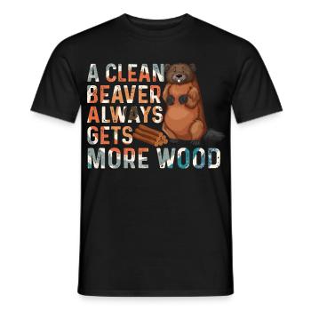 Clean beaver gets more wood - Men's T-Shirt - black - Front - AI Model Male 178 light (178cm)