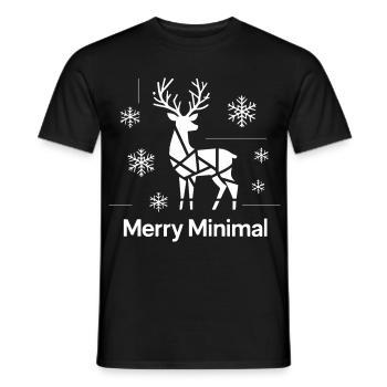 Geometric Deer Minimal Christmas Motif - Men's T-Shirt - black - Front - AI Model Male 178 light (178cm)