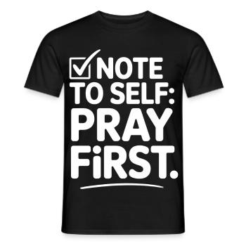 Priez d'abord la prière de Jésus, la foi - T-shirt homme - noir - Devant - AI Model Male 178 light (178cm)
