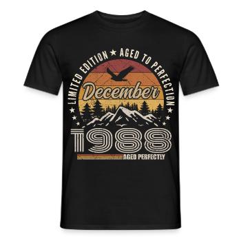 Décembre 1988 Édition Originale Cadeau décembre  - T-shirt homme - noir - Devant - AI Model Male 178 light (178cm)