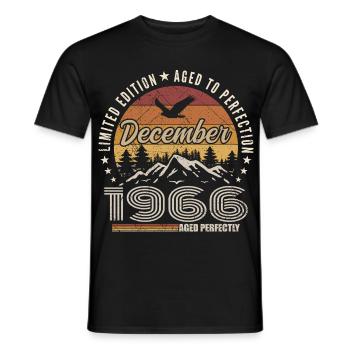 Décembre 1966 Édition Originale Cadeau décembre  - T-shirt homme - noir - Devant - AI Model Male 178 light (178cm)