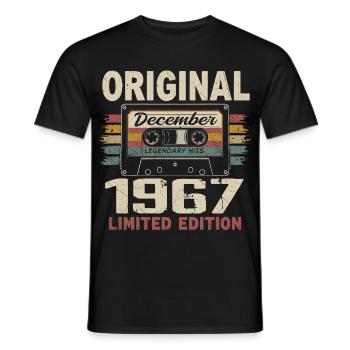 Cadeau D'anniversaire Décembre 1967 - T-shirt homme - noir - Devant - AI Model Male 178 light (178cm)
