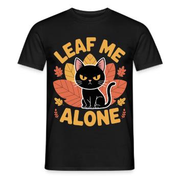 Cat Autumn Funny Leave Me Alone - Men's T-Shirt - black - Front - AI Model Male 178 light (178cm)