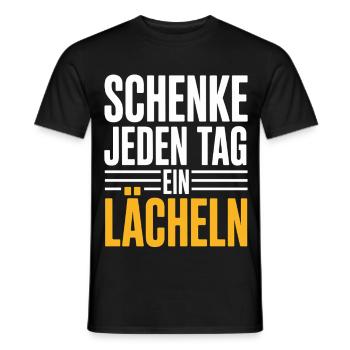 Schenke Jeden Tag Ein Lächeln – Positive Botschaft - Männer T-Shirt - Schwarz - Vorne - AI Model Male 178 light (178cm)