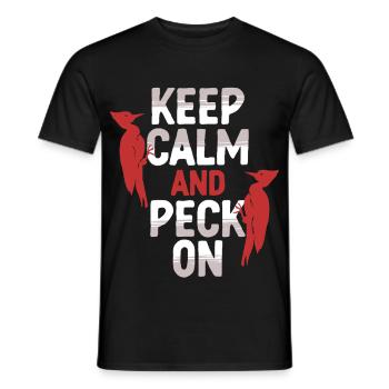 Elfenbein Specht Keep Calm And Peck On - Männer T-Shirt - Schwarz - Vorne - AI Model Male 178 light (178cm)