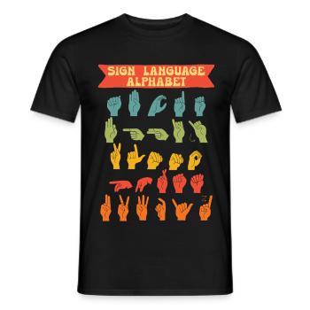 ASL Sign Language Alphabet - Men's T-Shirt - black - Front - AI Model Male 178 light (178cm)
