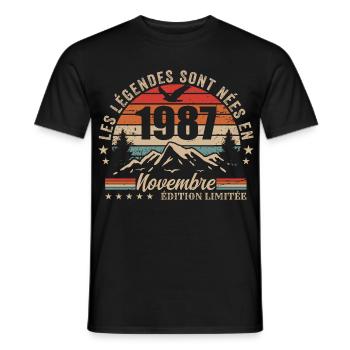 Awesome since November 1987 | November 1987 - Men's T-Shirt - black - Front - AI Model Male 178 light (178cm)