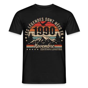 Genial seit November 1990 | November 1990 - Männer T-Shirt - Schwarz - Vorne - AI Model Male 178 light (178cm)
