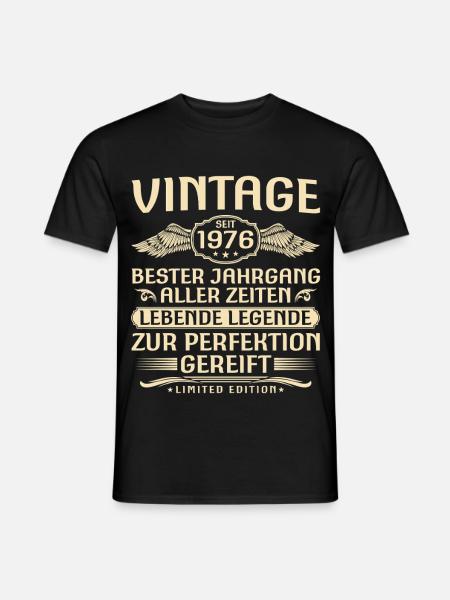 Vintagea vuodesta 1976 Vintage - 50-vuotissyntymäpäivät - Miesten T-paita - musta
