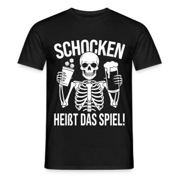 Schocken Heißt Das Spiel Schockbesteck Schock Aus! - Männer T-Shirt - Schwarz - Vorne - AI Model Male 178 light (178cm)