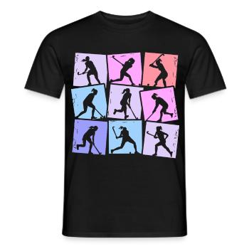 Joueur de hockey sur gazon, hockey féminin pour enfants - T-shirt homme - noir - Devant - AI Model Male 178 light (178cm)