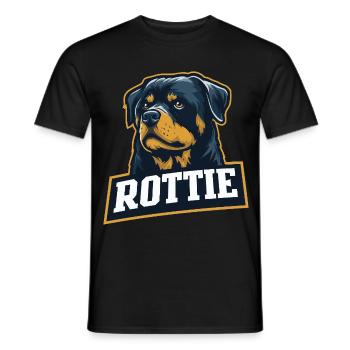 Rottie - Portrait d’un rottweiler fort - T-shirt homme - noir - Devant - AI Model Male 178 light (178cm)