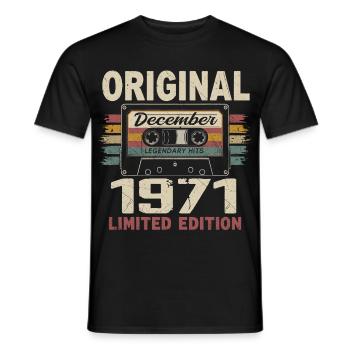 Cadeau D'anniversaire Décembre 1971 - T-shirt homme - noir - Devant - AI Model Male 178 light (178cm)