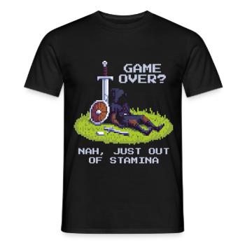 No Game Over | Only Stamina Empty - RPG Vibe - Men's T-Shirt - black - Front - AI Model Male 178 light (178cm)