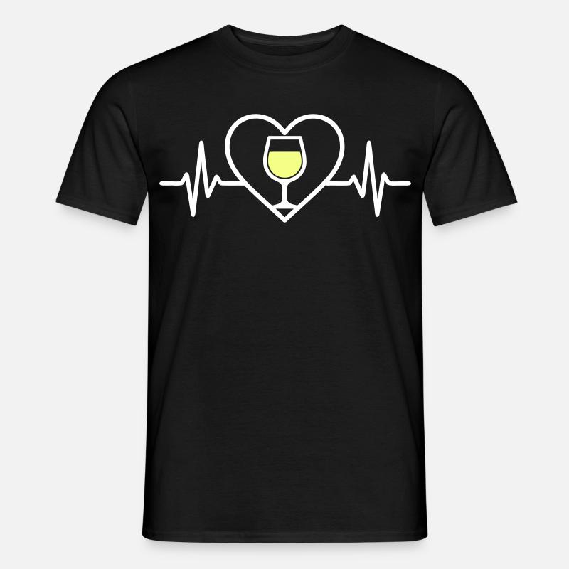 Weißwein Herz - Männer T-Shirt - Schwarz