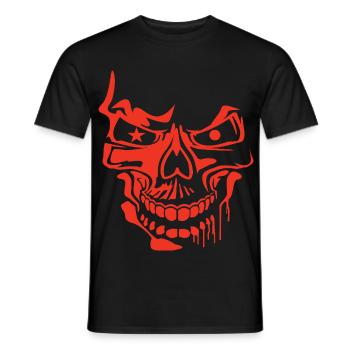Red Stylized Skull Illustration - Men's T-Shirt - black - Front - AI Model Male 178 light (178cm)