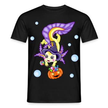 Halloween Axolotl Witch Pumpkin - Men's T-Shirt - black - Front - AI Model Male 178 light (178cm)