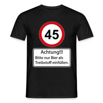 45 Achtung nur Bier als Treibstoff einfüllen - Männer T-Shirt - Schwarz - Vorne - AI Model Male 178 light (178cm)