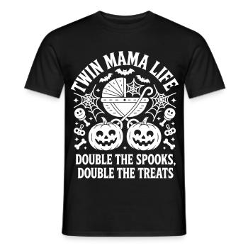 Twin Mama Life Double the Spooks Treats Halloween - Men's T-Shirt - black - Front - AI Model Male 178 light (178cm)
