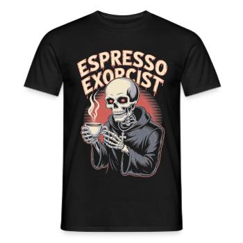 Espresso Exorzist Skelett Kaffee schlürfen Design - Männer T-Shirt - Schwarz - Vorne - AI Model Male 178 light (178cm)