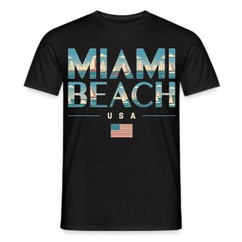 Miami Beach Palmiers Ville Voyage Design - T-shirt homme - noir - Devant - AI Model Male 178 light (178cm)