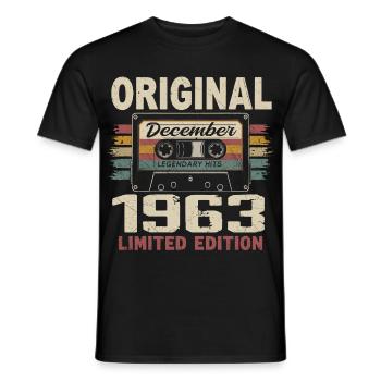 Cadeau D'anniversaire Décembre 1963 - T-shirt homme - noir - Devant - AI Model Male 178 light (178cm)