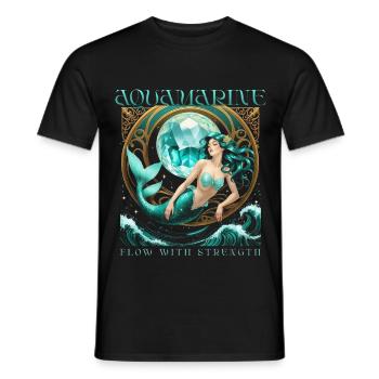 Geburtsstein März Aquamarin - Männer T-Shirt - Schwarz - Vorne - AI Model Male 178 light (178cm)