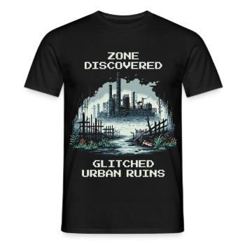 Zone Discovered: Bugged City Ruins - Men's T-Shirt - black - Front - AI Model Male 178 light (178cm)