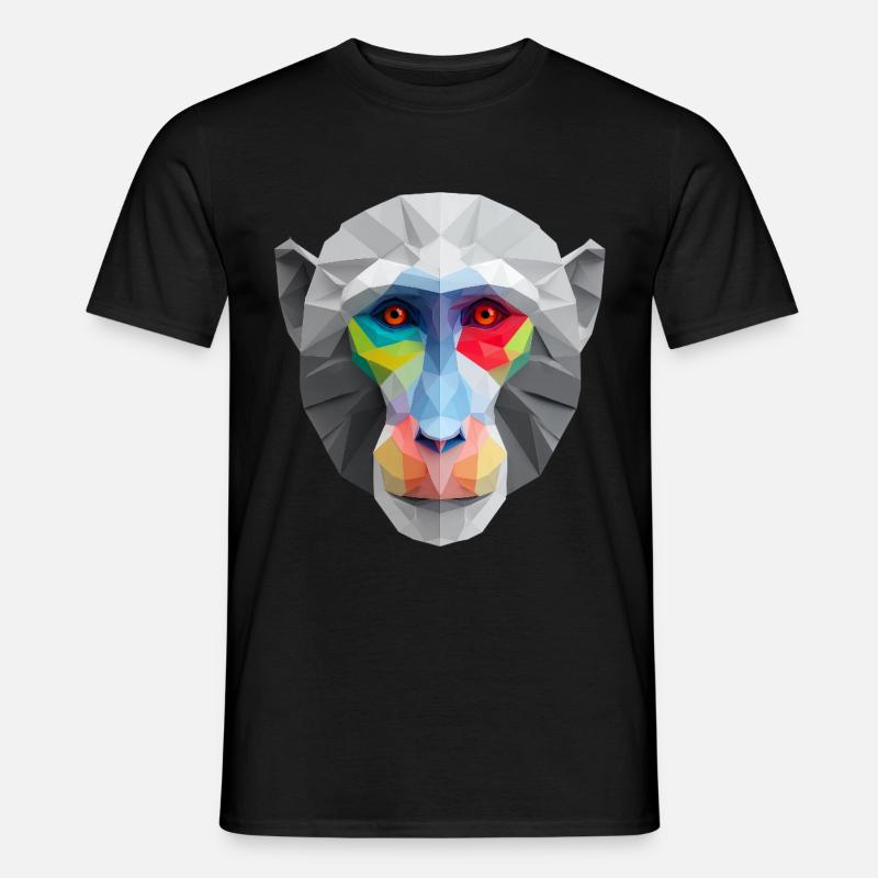 Farbiges Low-Poly Affengesicht Logo Art Design - Männer T-Shirt - Schwarz