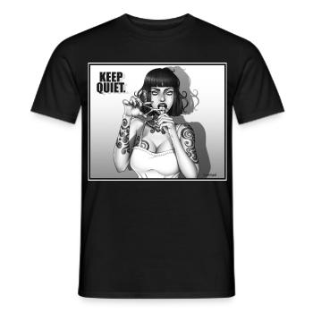 KEEP_QUIET - T-shirt homme - noir - Devant - AI Model Male 178 light (178cm)